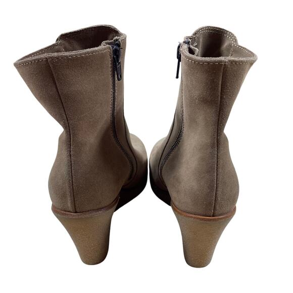 La Canadienne NWOB Krista Waterproof Suede Wedge Bootie Tan Size 7 Small Scuff - Picture 5 of 9